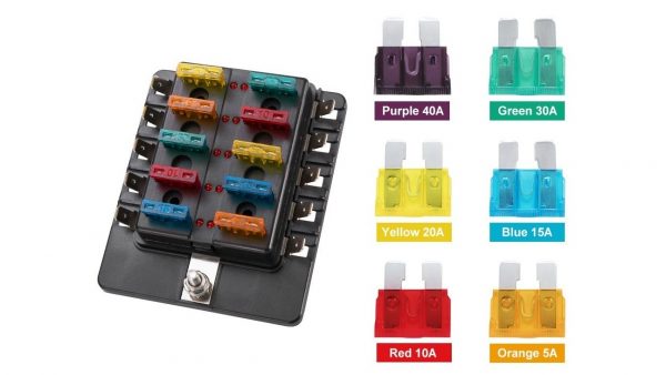 SOPORTE BLOQUE DE FUSIBLES DE 10 VÍAS 12/24V